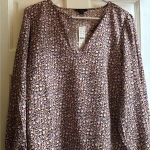 J. Crew Burgundy Flowered Top, XL
